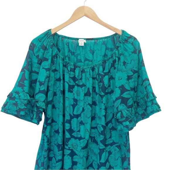 Sundance Grand Bays Jumpsuit Blue Teal Floral Cotton Voile Wide Leg Size Small - Picture 5 of 13